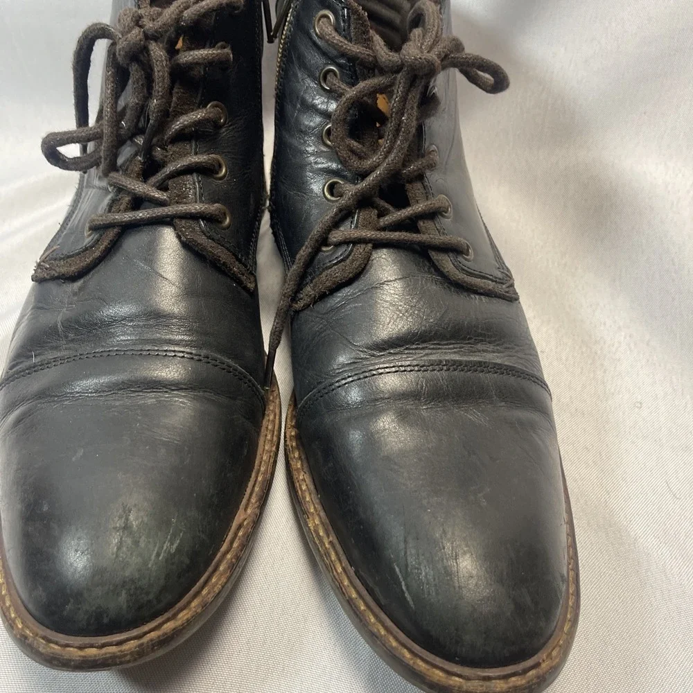 Bullboxer Men's Black Leather Lace-Up Cap Toe Ankle Boots US 12